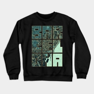 Barcelona, Spain City Map Typography - Summer Crewneck Sweatshirt